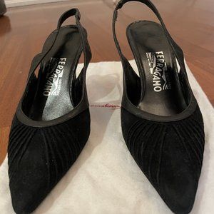 Black Ferragamo Sling Back Heels